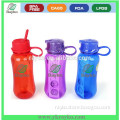 Kids plastic water bottle with pop straw